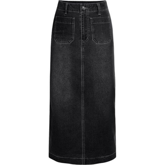 Long Denim Skirt for Women Black - Picture 1 of 3